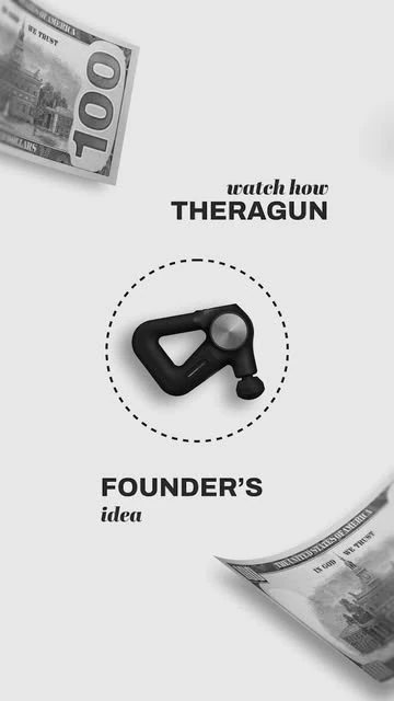 Theragun massage device and typography on the video cover.